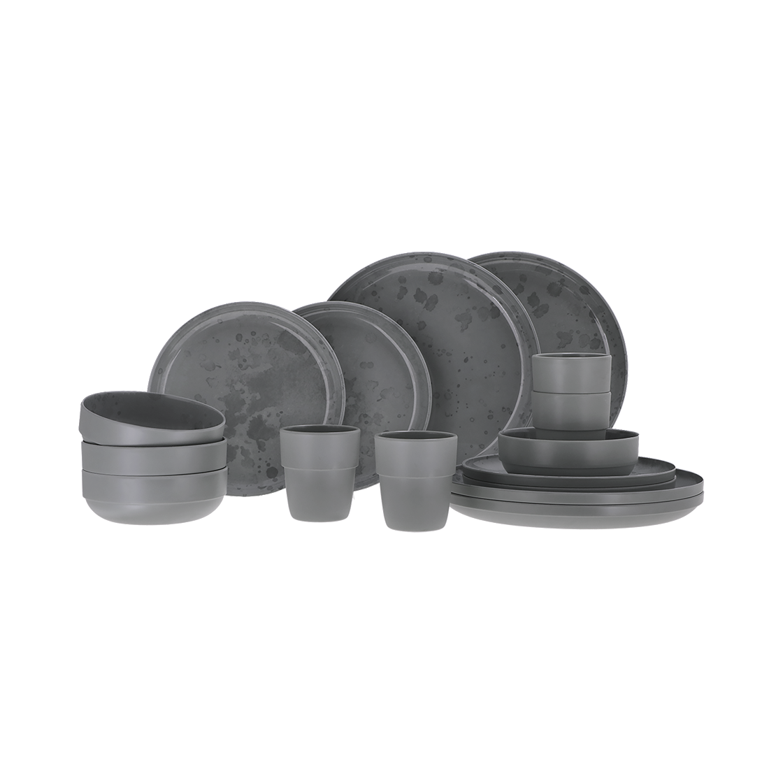 Palma serviesset dark grey 16-delig (met anti-slip)