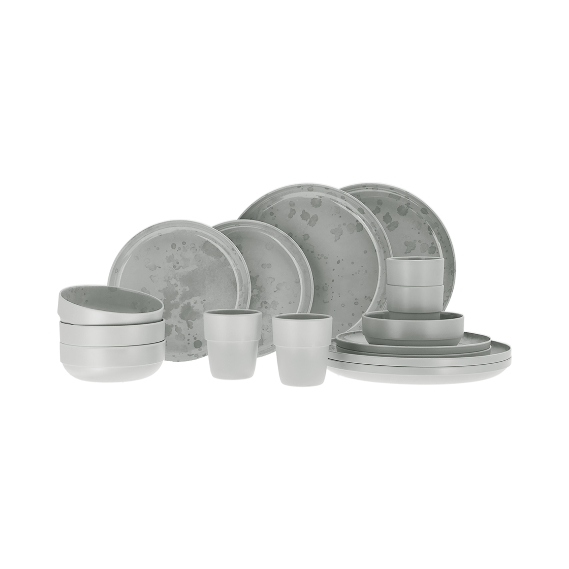 Palma serviesset light grey 16-delig (met anti-slip)