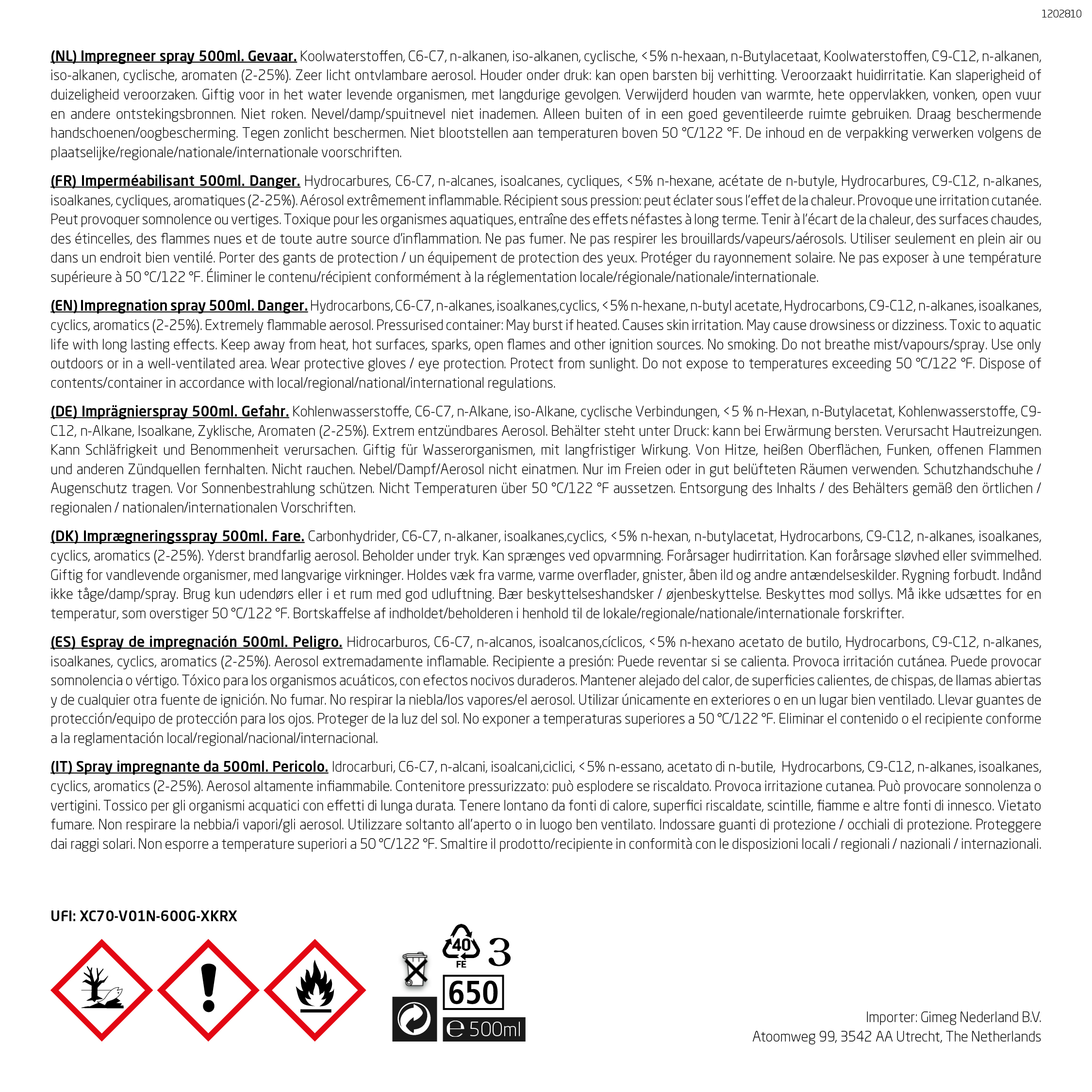 Impregneer spray 500ml afbeelding 3