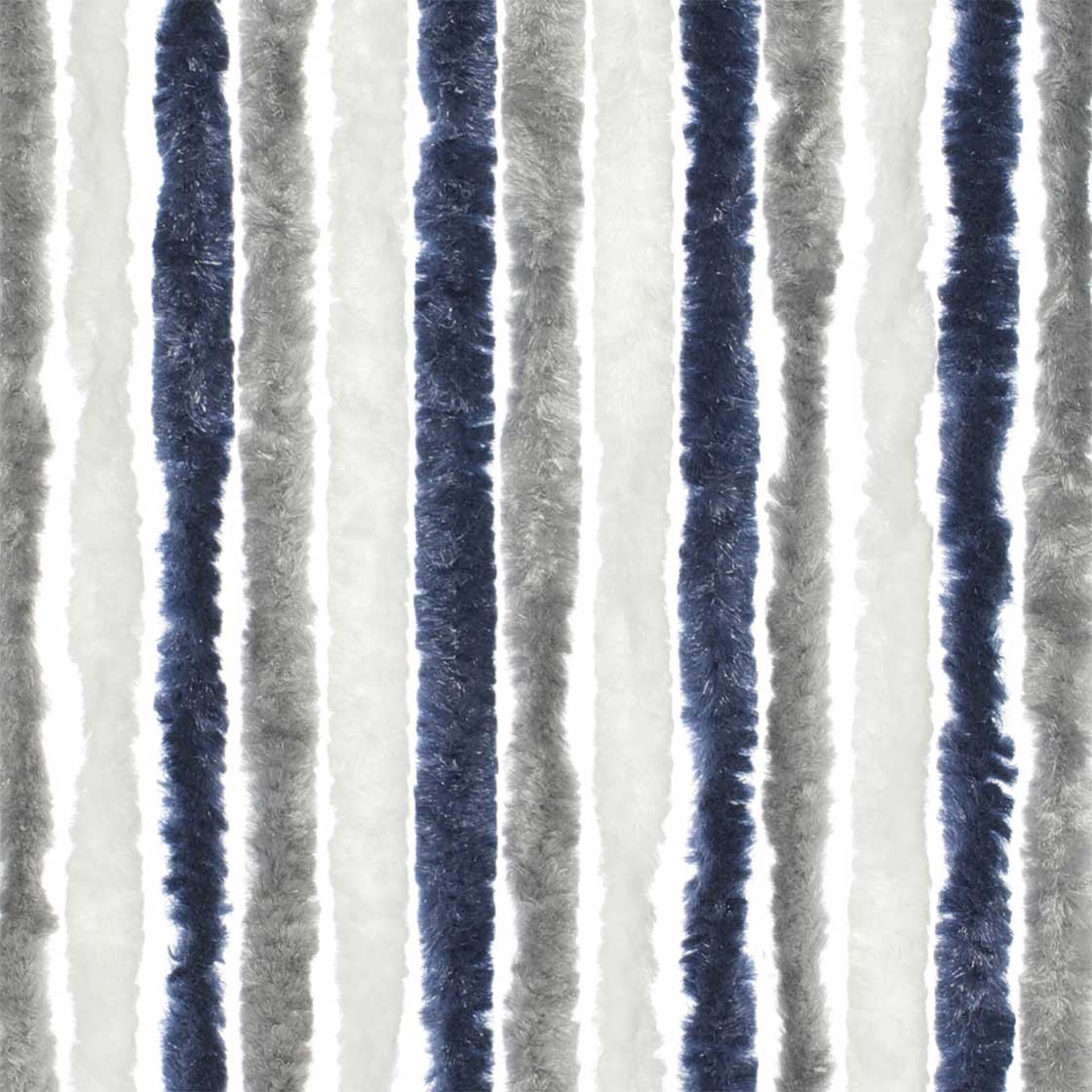 Chenille grijs/wit/blauw 56x185cm